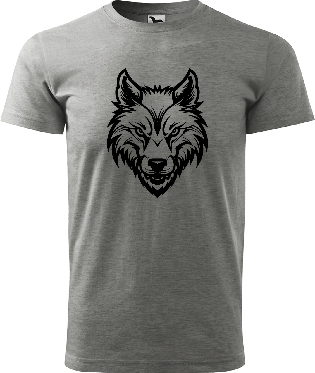 Pánské tričko s vlkem - Alfa samec Velikost: M, Barva: Tmavě šedý melír (12), Střih: pánský