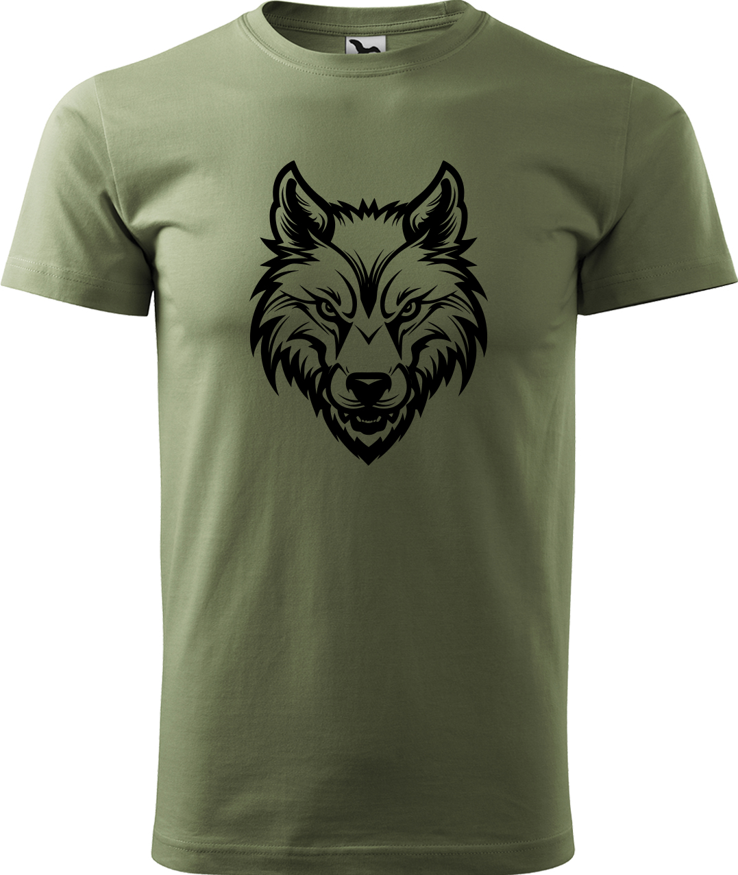 Pánské tričko s vlkem - Alfa samec Velikost: 4XL, Barva: Světlá khaki (28), Střih: pánský