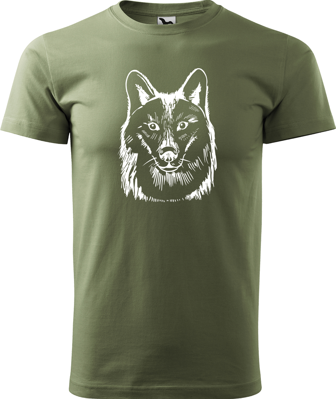 Pánské tričko s vlkem - Kresba vlka Velikost: 3XL, Barva: Světlá khaki (28), Střih: pánský