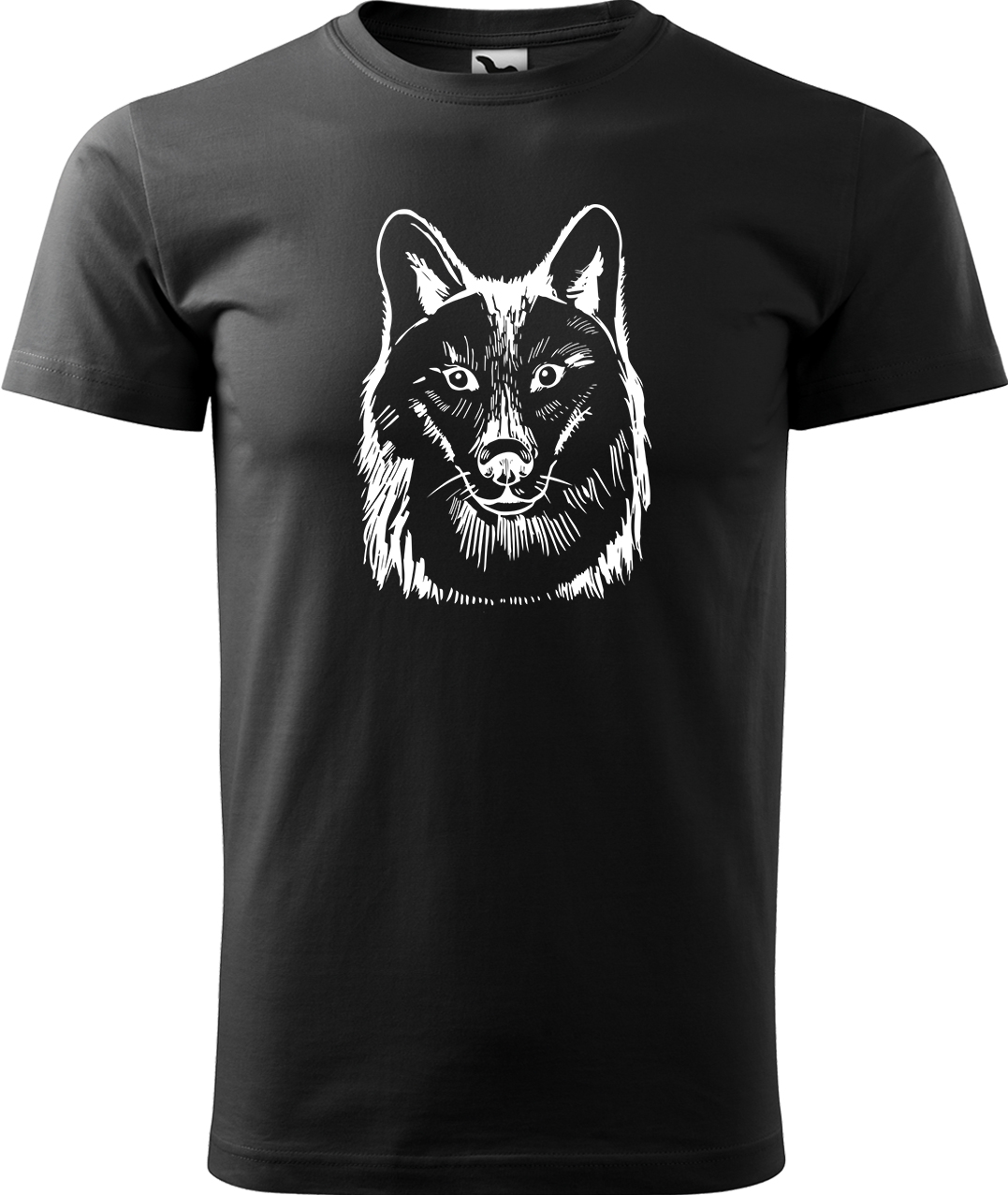 Pánské tričko s vlkem - Kresba vlka Velikost: L, Barva: Černá (01), Střih: pánský