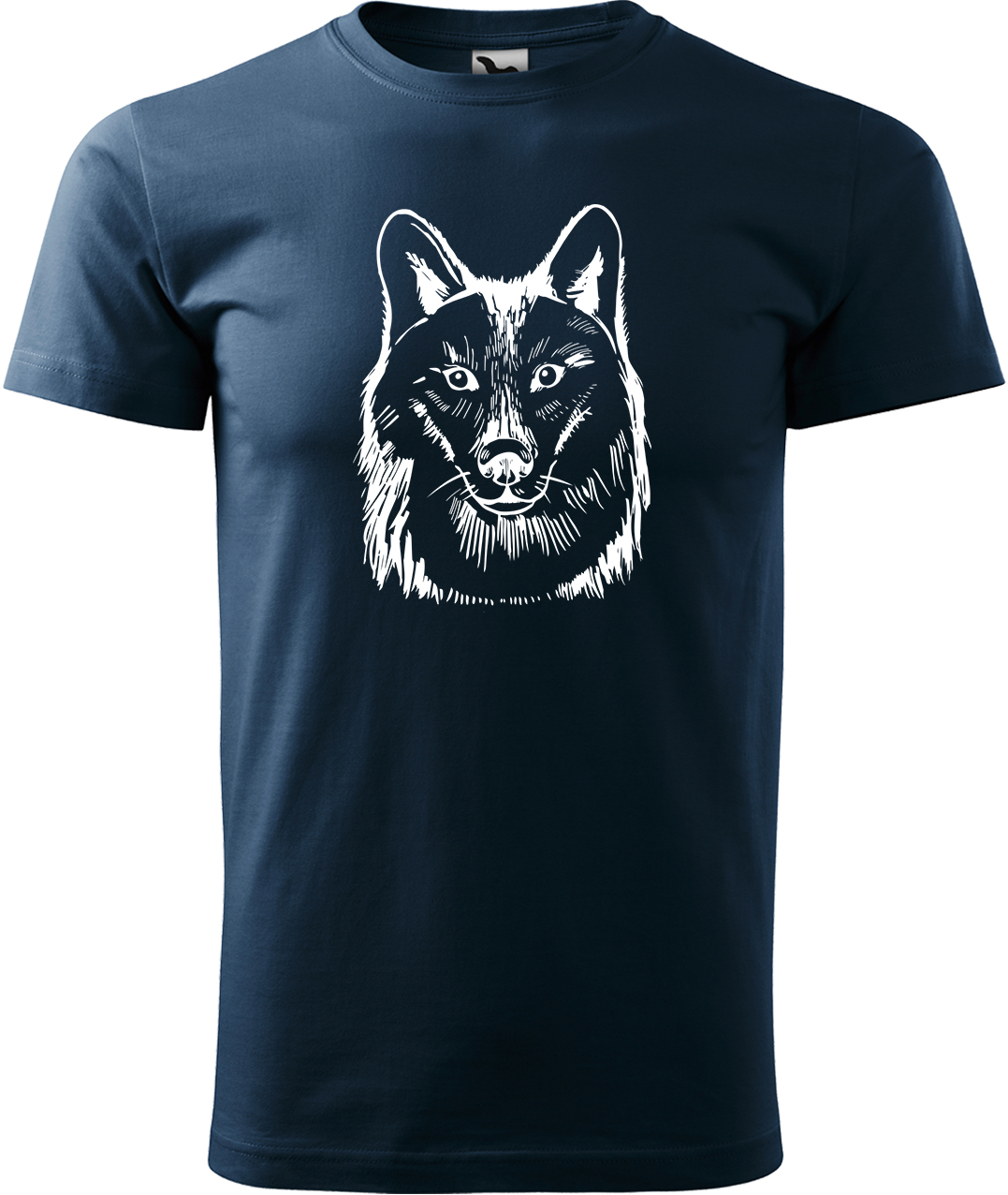 Pánské tričko s vlkem - Kresba vlka Velikost: M, Barva: Námořní modrá (02), Střih: pánský