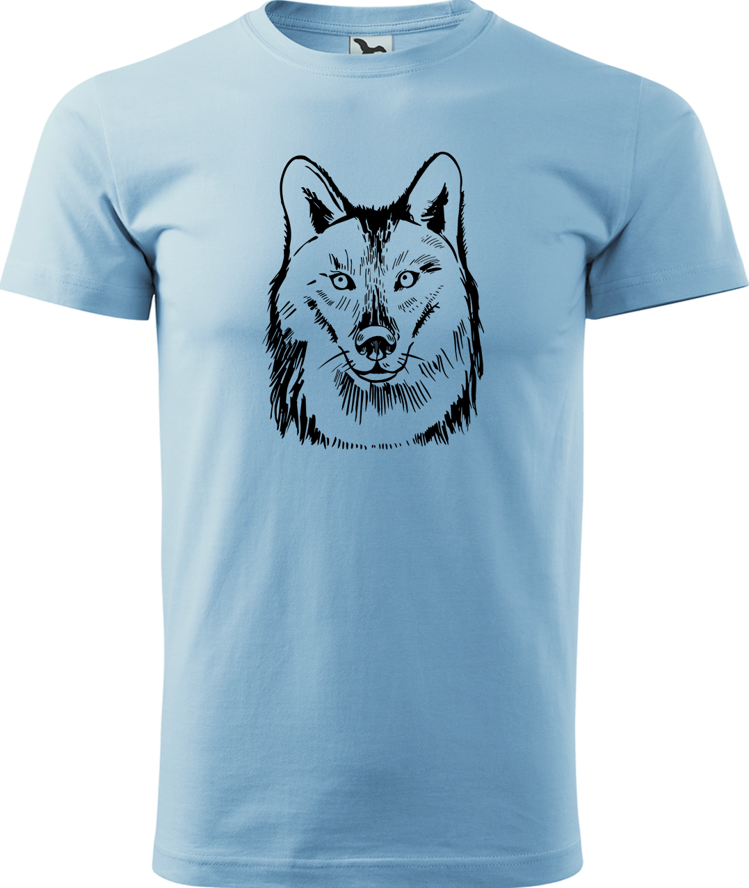 Pánské tričko s vlkem - Kresba vlka Velikost: XL, Barva: Nebesky modrá (15), Střih: pánský