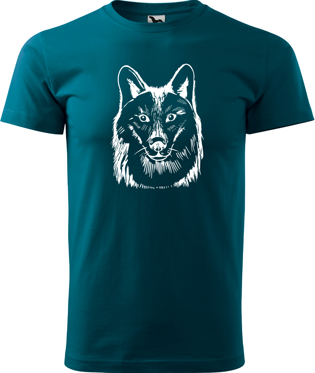 Pánské tričko s vlkem - Kresba vlka Velikost: 3XL, Barva: Petrolejová (93), Střih: pánský