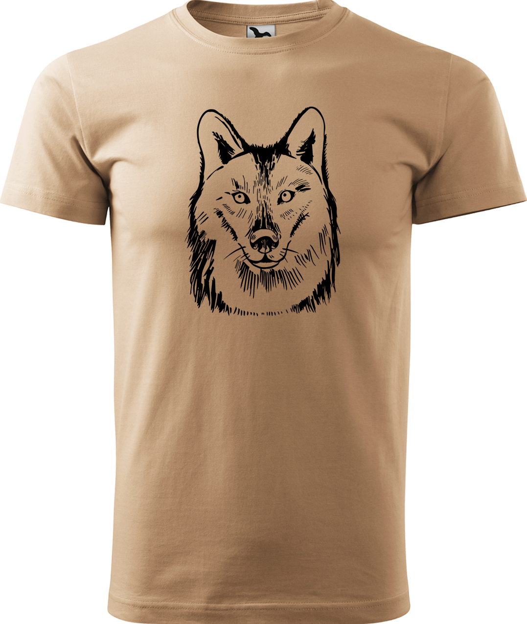 Pánské tričko s vlkem - Kresba vlka Velikost: L, Barva: Písková (08), Střih: pánský