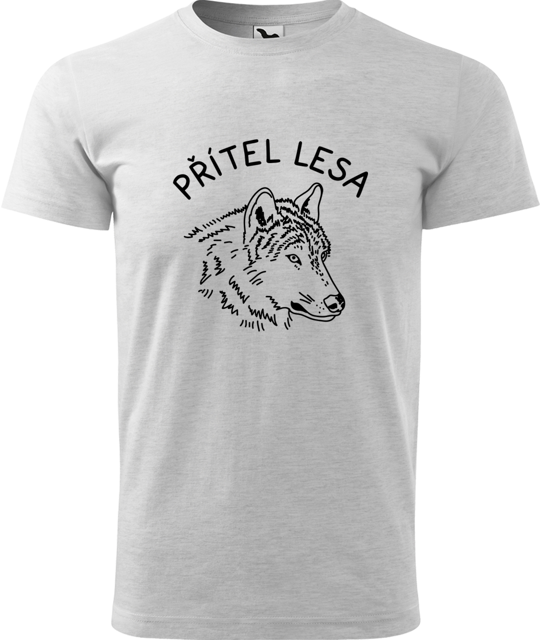 Pánské tričko s vlkem - Přítel lesa Velikost: 3XL, Barva: Světle šedý melír (03), Střih: pánský