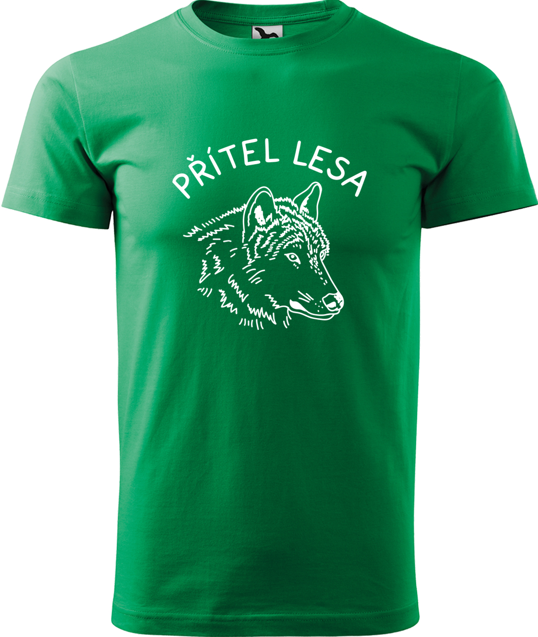 Pánské tričko s vlkem - Přítel lesa Velikost: L, Barva: Středně zelená (16), Střih: pánský