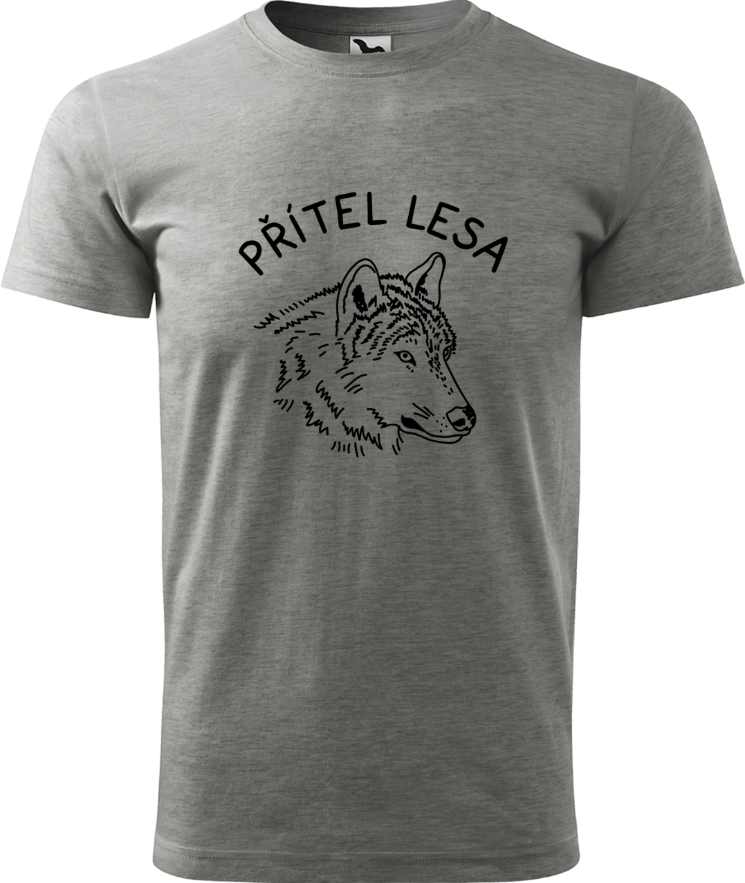 Pánské tričko s vlkem - Přítel lesa Velikost: 3XL, Barva: Tmavě šedý melír (12), Střih: pánský