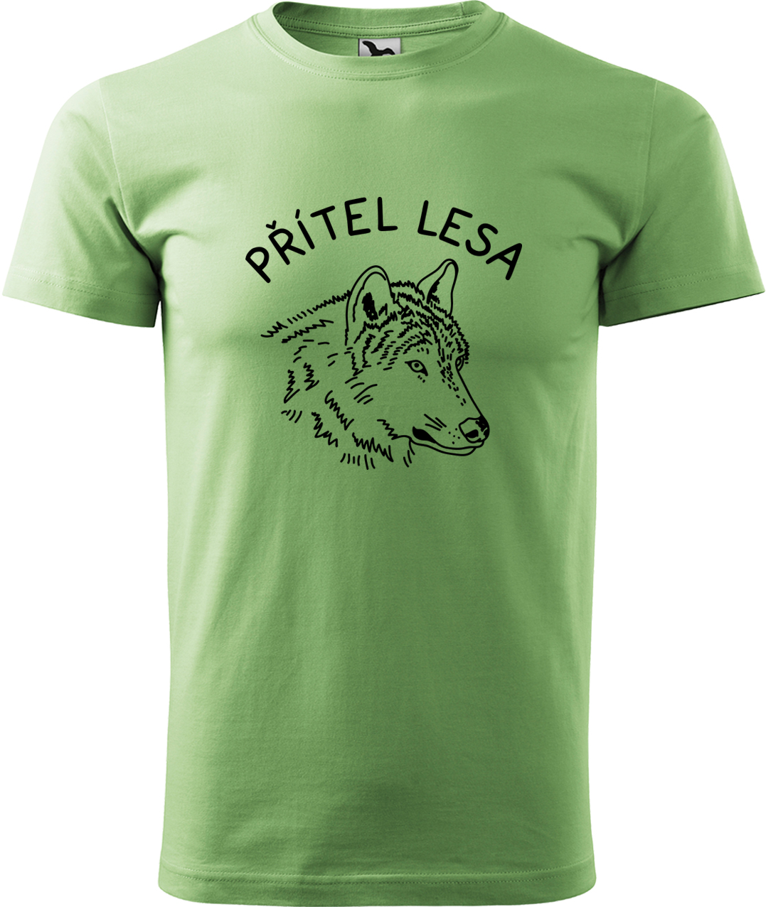 Pánské tričko s vlkem - Přítel lesa Velikost: M, Barva: Trávově zelená (39), Střih: pánský