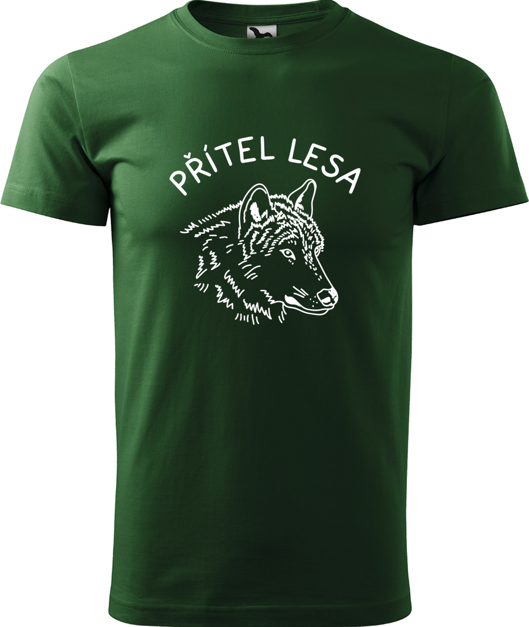 Pánské tričko s vlkem - Přítel lesa Velikost: 3XL, Barva: Lahvově zelená (06), Střih: pánský