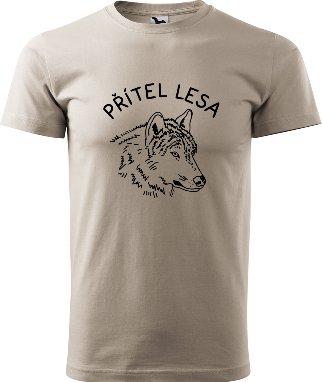 Pánské tričko s vlkem - Přítel lesa Velikost: M, Barva: Béžová (51), Střih: pánský