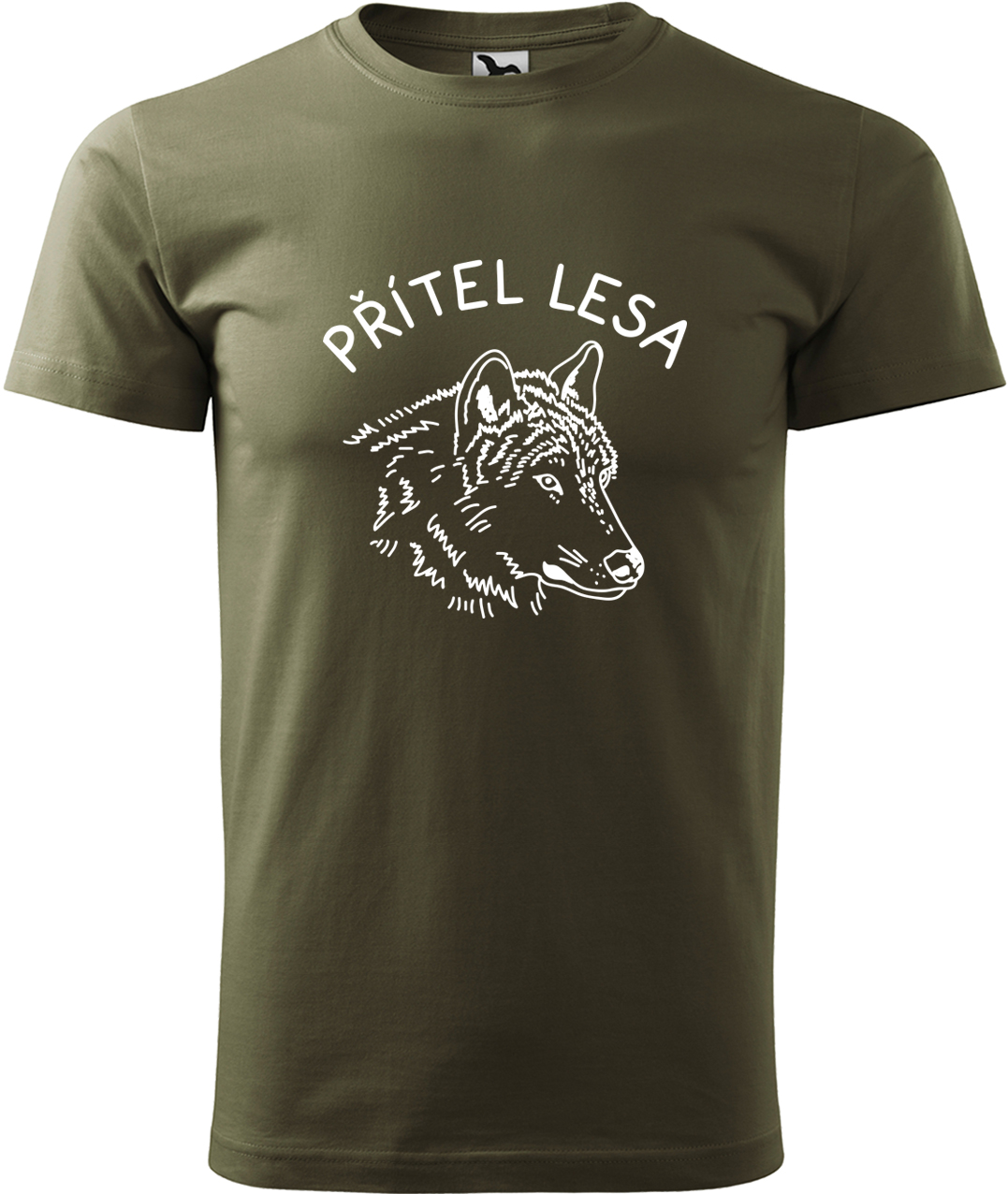 Pánské tričko s vlkem - Přítel lesa Velikost: 3XL, Barva: Military (69), Střih: pánský