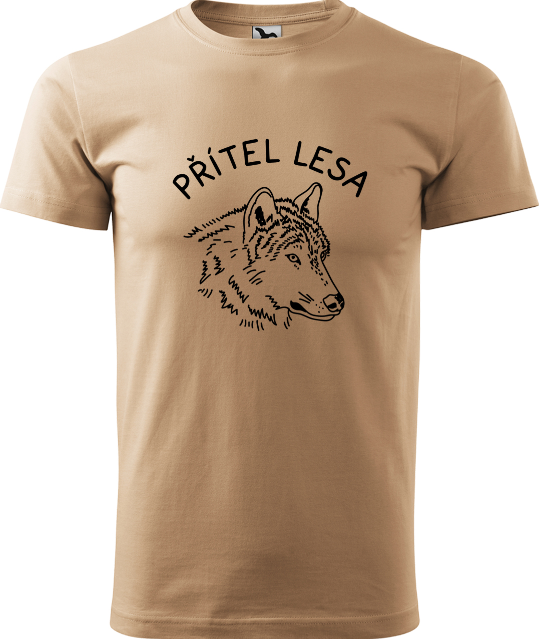 Pánské tričko s vlkem - Přítel lesa Velikost: M, Barva: Písková (08), Střih: pánský