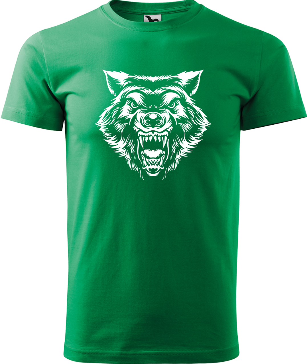 Pánské tričko s vlkem - Rozzuřený vlk Velikost: XL, Barva: Středně zelená (16), Střih: pánský
