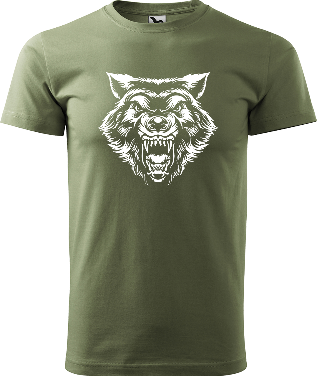Pánské tričko s vlkem - Rozzuřený vlk Velikost: 4XL, Barva: Světlá khaki (28)