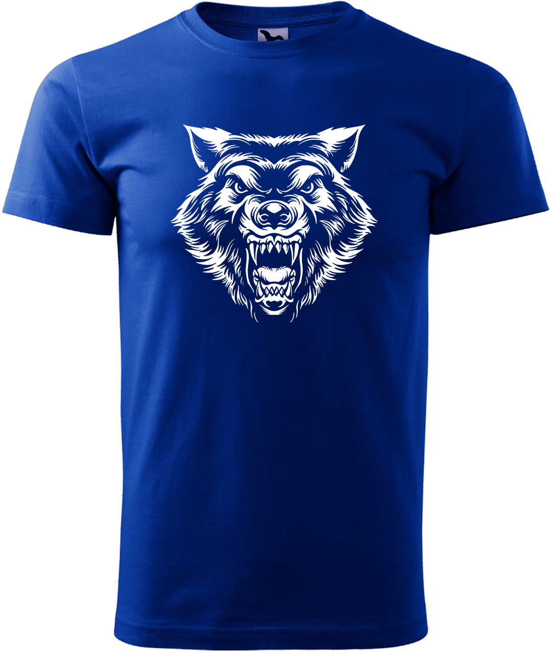 Pánské tričko s vlkem - Rozzuřený vlk Velikost: XL, Barva: Královská modrá (05), Střih: pánský