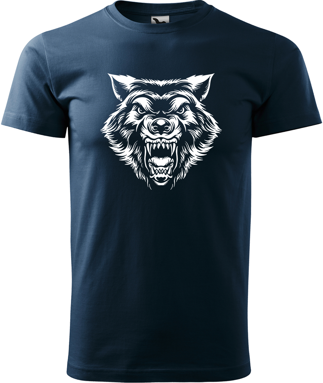 Pánské tričko s vlkem - Rozzuřený vlk Velikost: 4XL, Barva: Námořní modrá (02), Střih: pánský