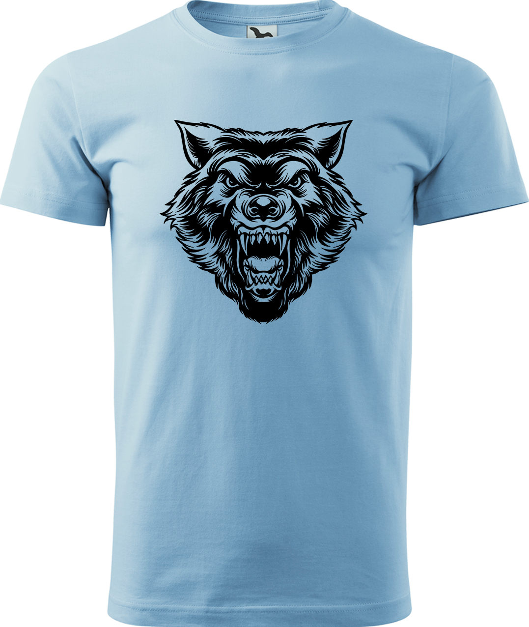 Pánské tričko s vlkem - Rozzuřený vlk Velikost: M, Barva: Nebesky modrá (15), Střih: pánský
