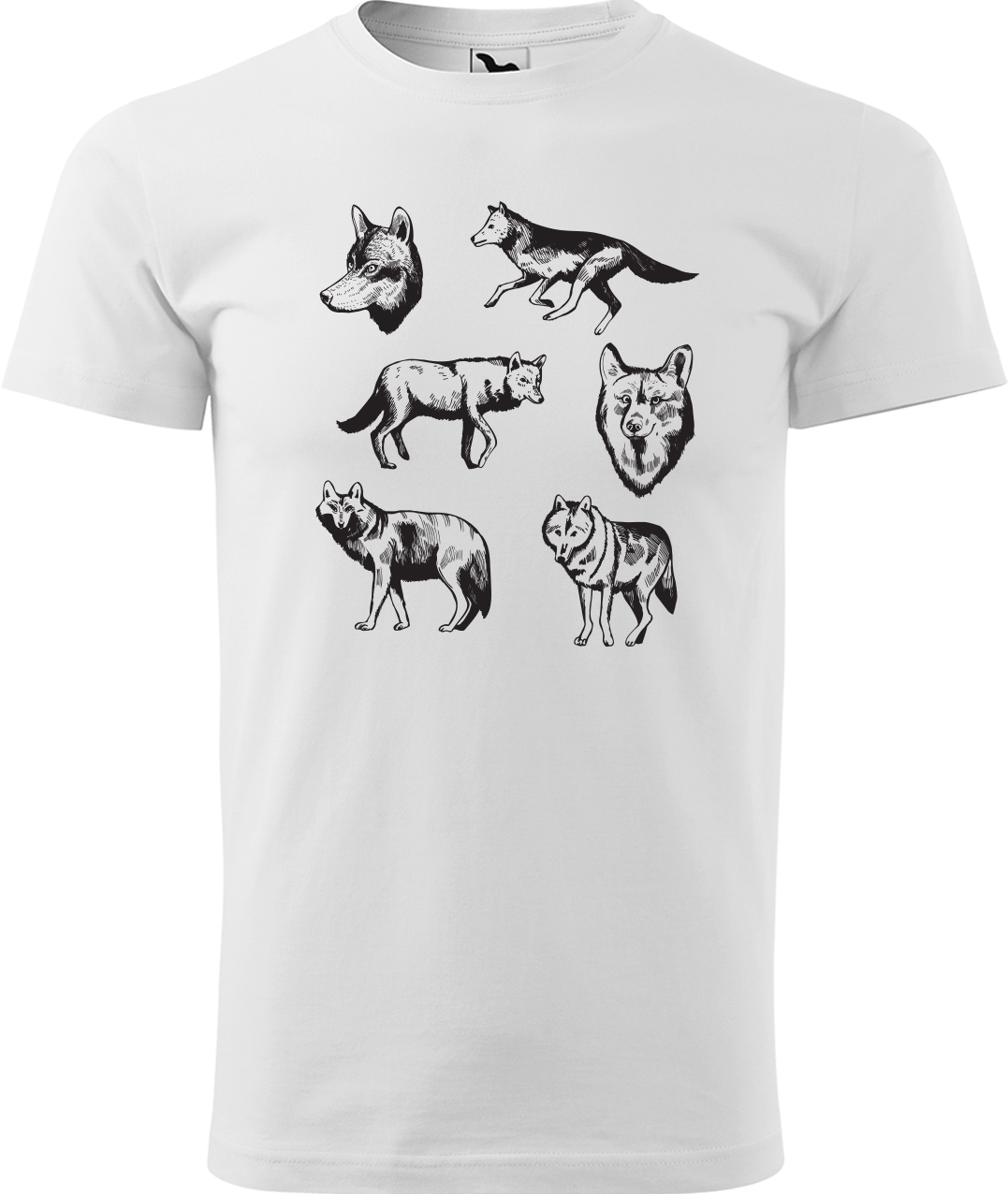 Pánské tričko s vlkem - Vlci Velikost: M, Barva: Bílá (00), Střih: pánský