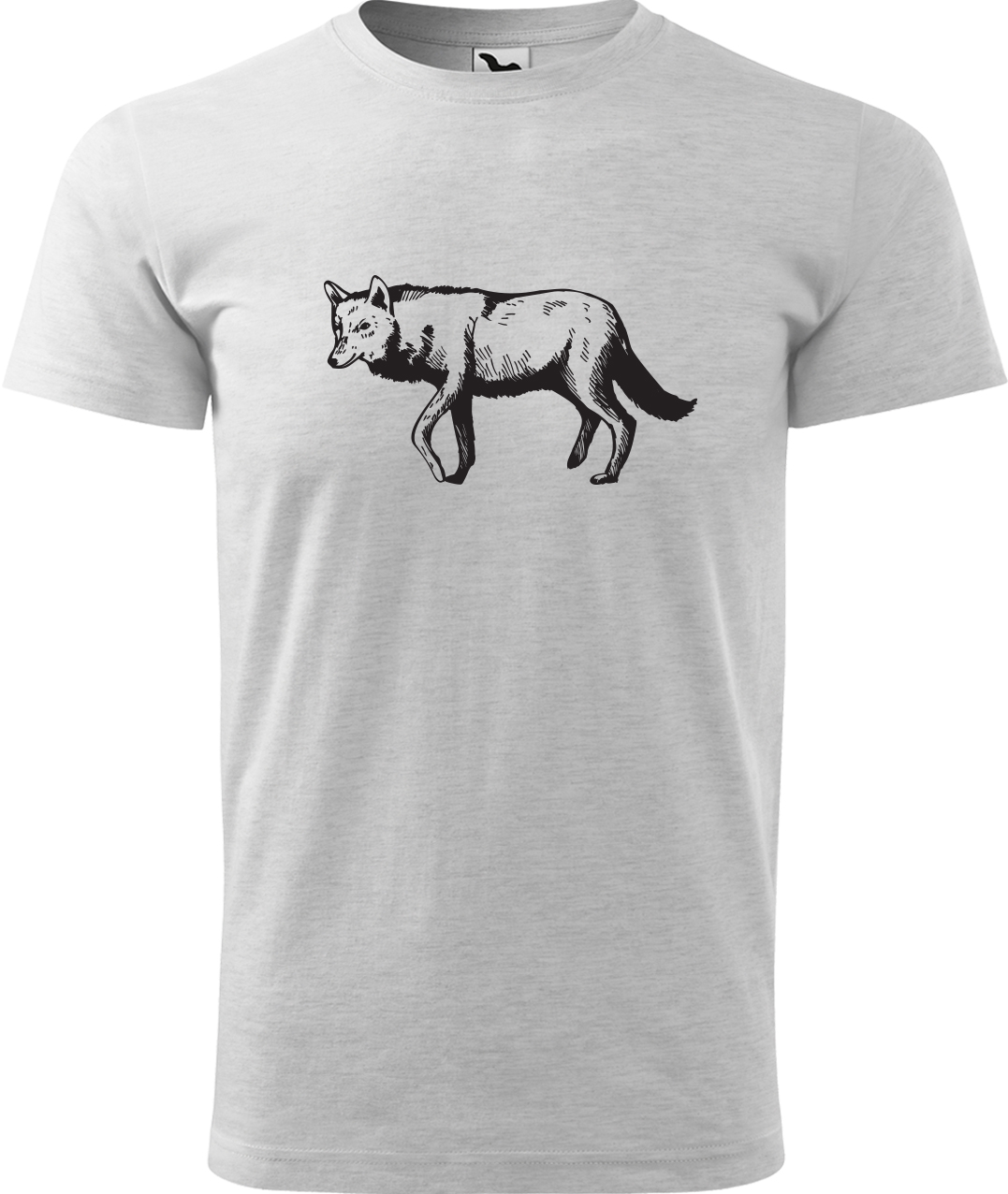 Pánské tričko s vlkem - Vlk Velikost: M, Barva: Světle šedý melír (03), Střih: pánský