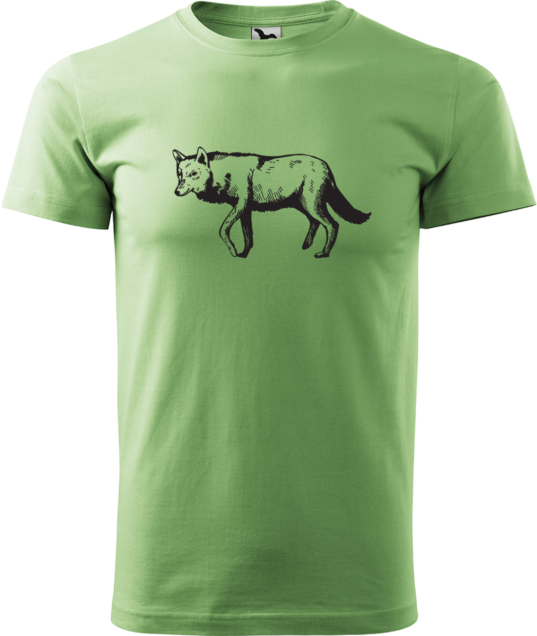 Pánské tričko s vlkem - Vlk Velikost: M, Barva: Trávově zelená (39), Střih: pánský