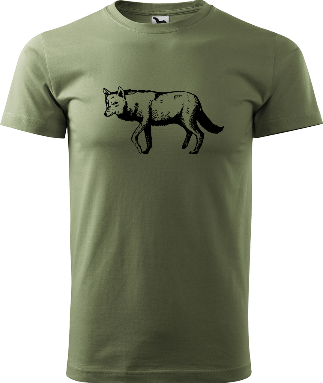 Pánské tričko s vlkem - Vlk Velikost: 4XL, Barva: Světlá khaki (28), Střih: pánský