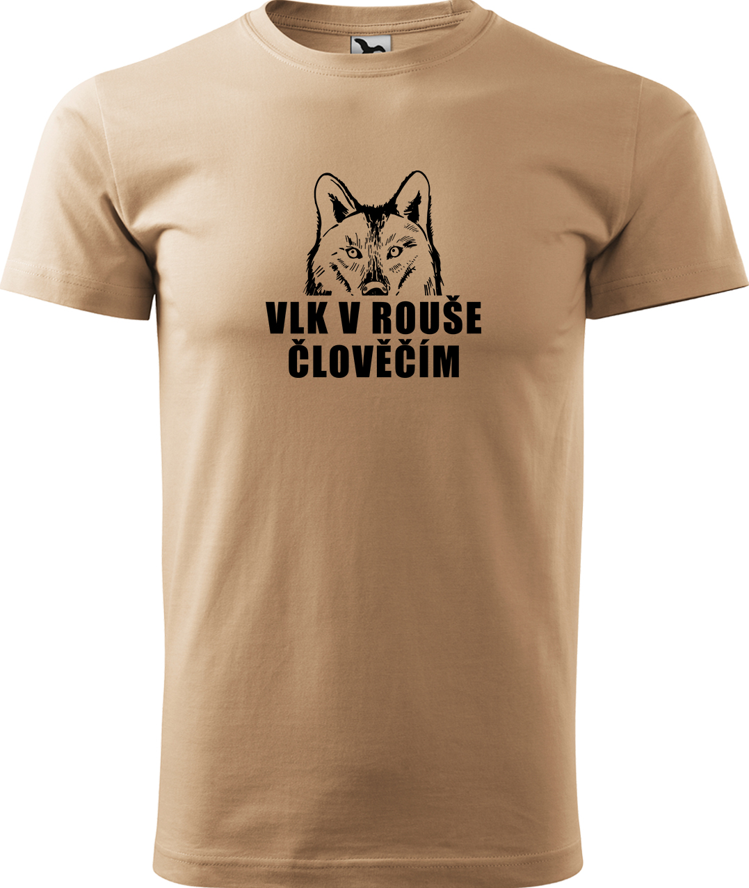 Pánské tričko s vlkem - Vlk v rouše člověčím Velikost: M, Barva: Písková (08), Střih: pánský