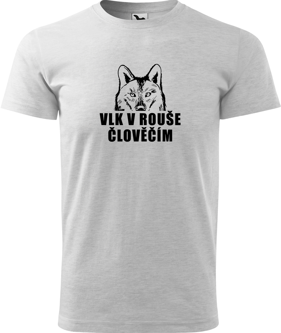 Pánské tričko s vlkem - Vlk v rouše člověčím Velikost: L, Barva: Světle šedý melír (03), Střih: pánský