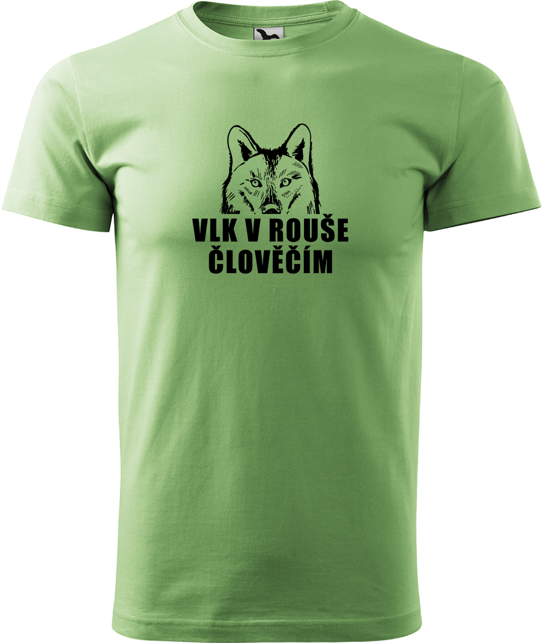 Pánské tričko s vlkem - Vlk v rouše člověčím Velikost: M, Barva: Trávově zelená (39), Střih: pánský