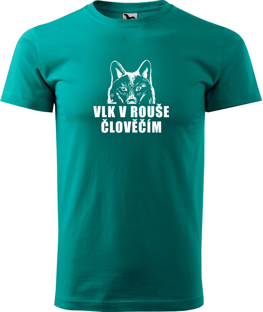 Pánské tričko s vlkem - Vlk v rouše člověčím Velikost: S, Barva: Emerald (19), Střih: pánský