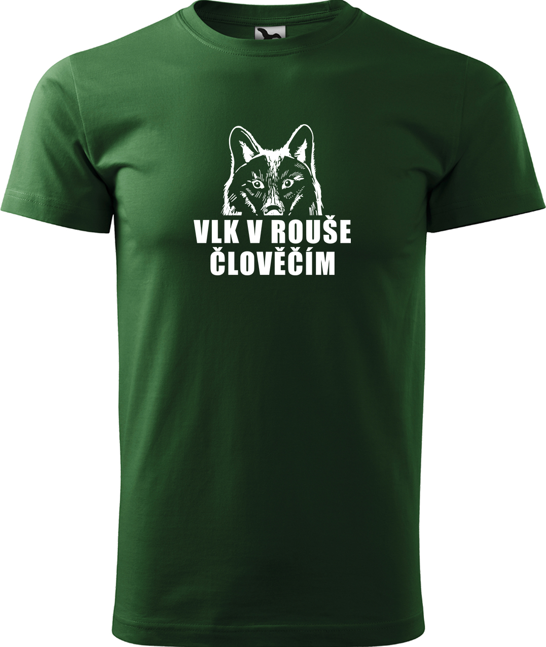 Pánské tričko s vlkem - Vlk v rouše člověčím Velikost: 3XL, Barva: Lahvově zelená (06), Střih: pánský