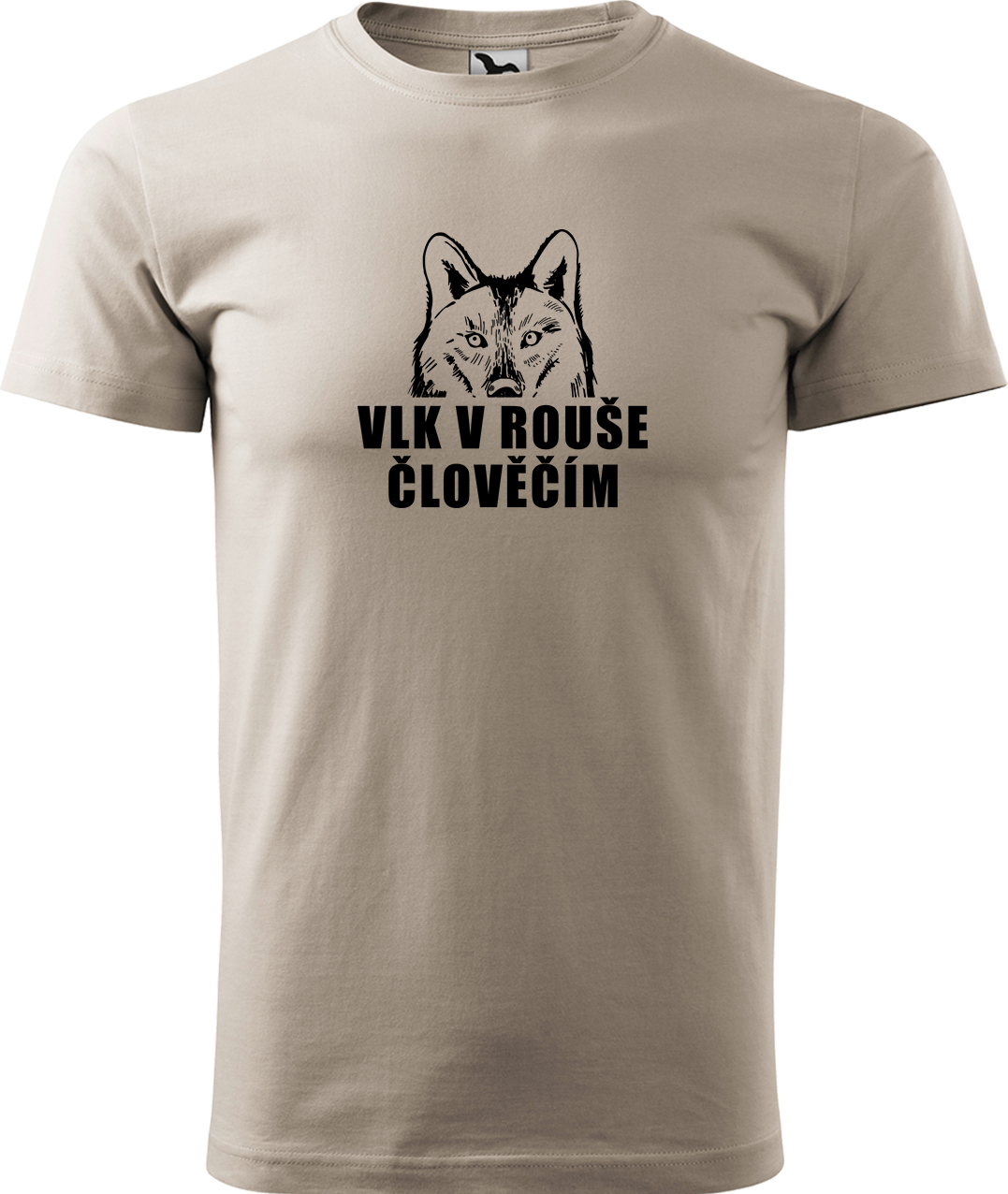 Pánské tričko s vlkem - Vlk v rouše člověčím Velikost: M, Barva: Béžová (51), Střih: pánský