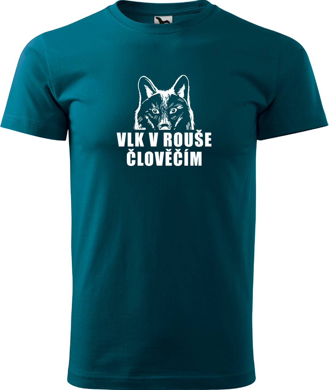 Pánské tričko s vlkem - Vlk v rouše člověčím Velikost: S, Barva: Petrolejová (93), Střih: pánský