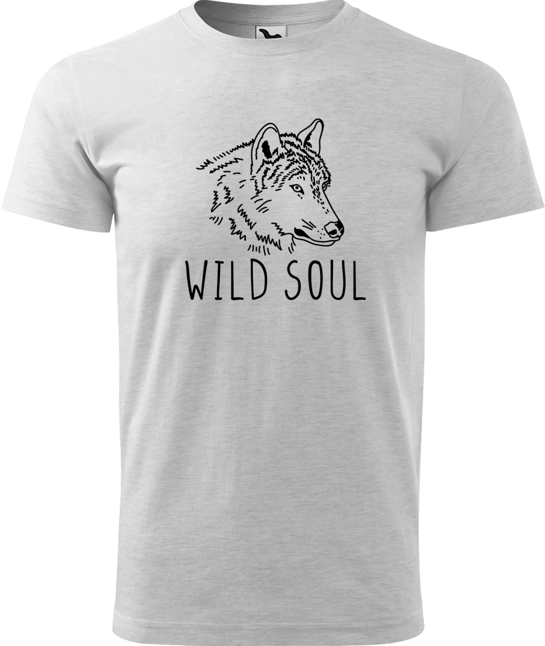 Pánské tričko s vlkem - Wild soul Velikost: L, Barva: Světle šedý melír (03), Střih: pánský