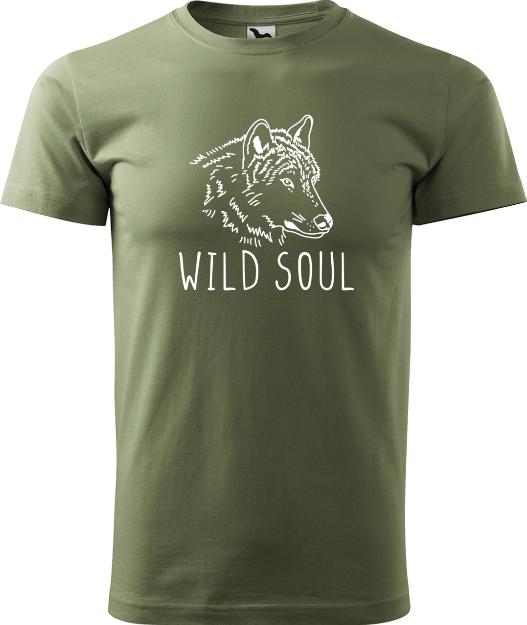 Pánské tričko s vlkem - Wild soul Velikost: M, Barva: Světlá khaki (28), Střih: pánský