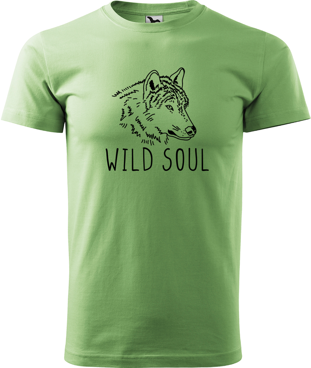 Pánské tričko s vlkem - Wild soul Velikost: L, Barva: Trávově zelená (39), Střih: pánský