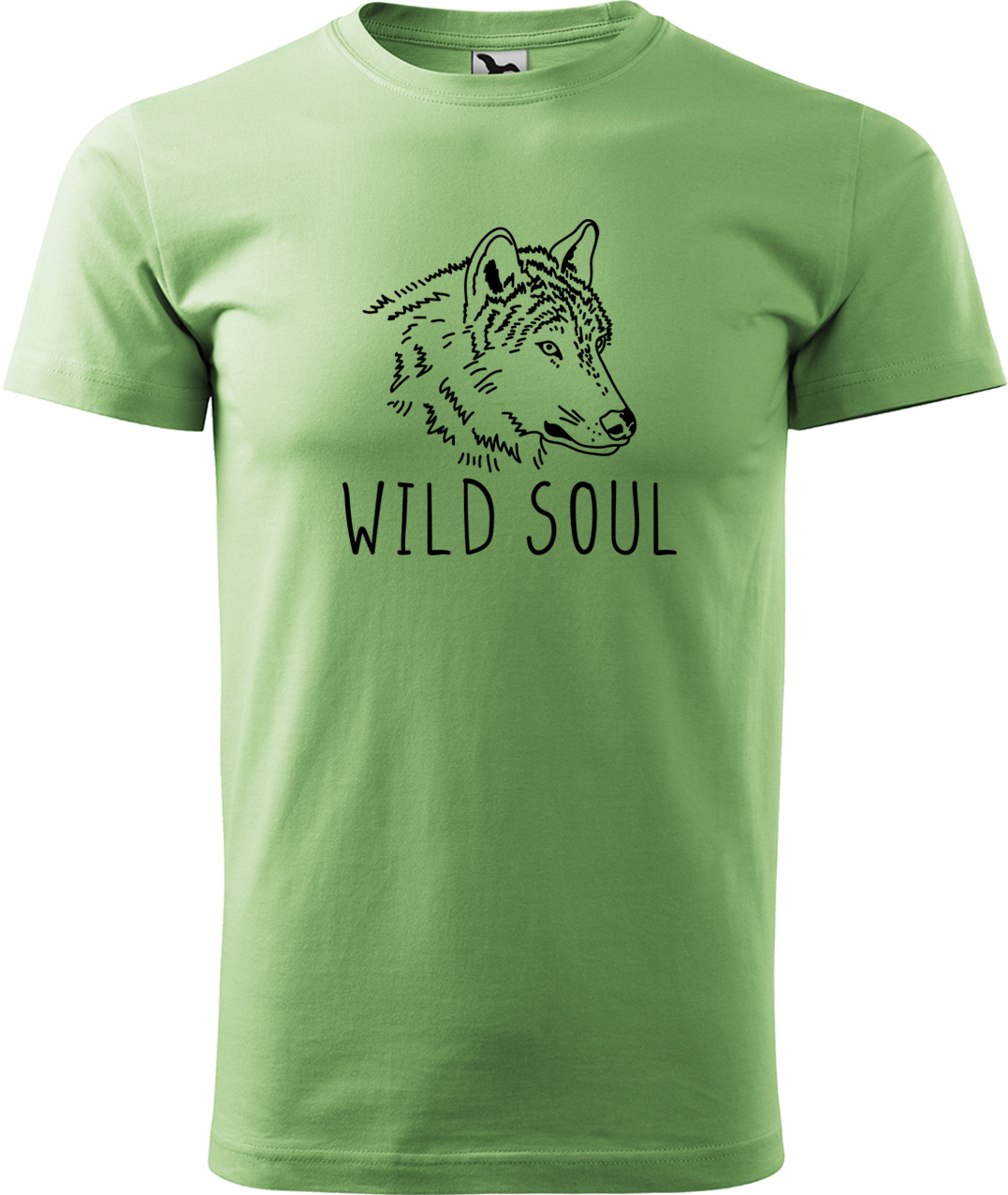 Pánské tričko s vlkem - Wild soul Velikost: 4XL, Barva: Trávově zelená (39), Střih: pánský