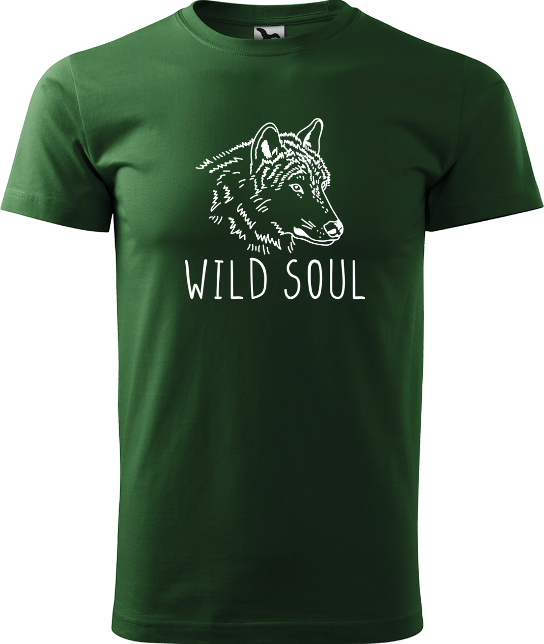 Pánské tričko s vlkem - Wild soul Velikost: S, Barva: Lahvově zelená (06), Střih: pánský