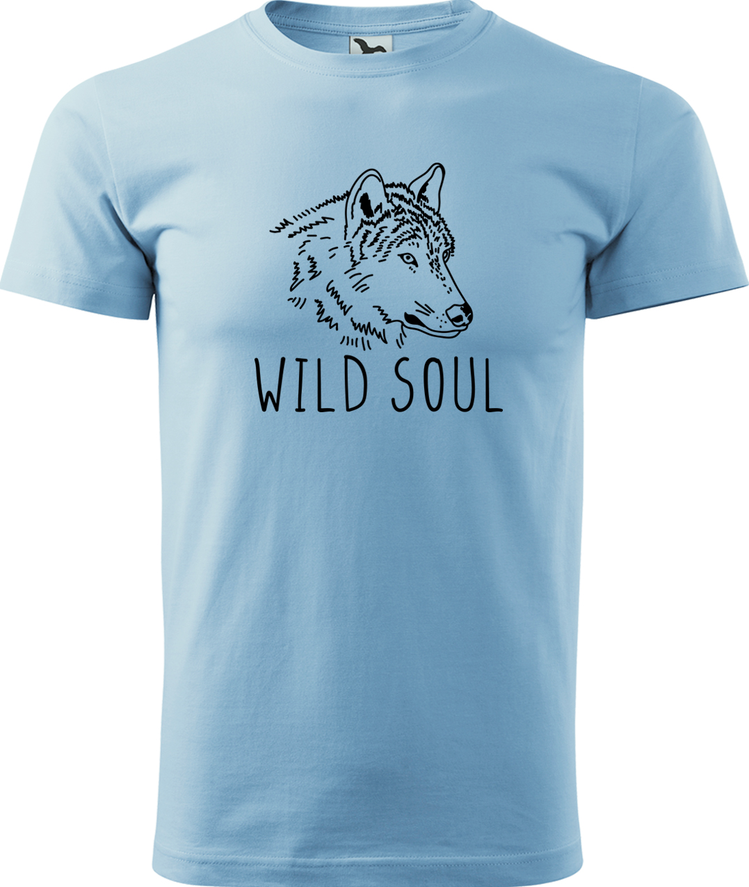 Pánské tričko s vlkem - Wild soul Velikost: M, Barva: Nebesky modrá (15), Střih: pánský