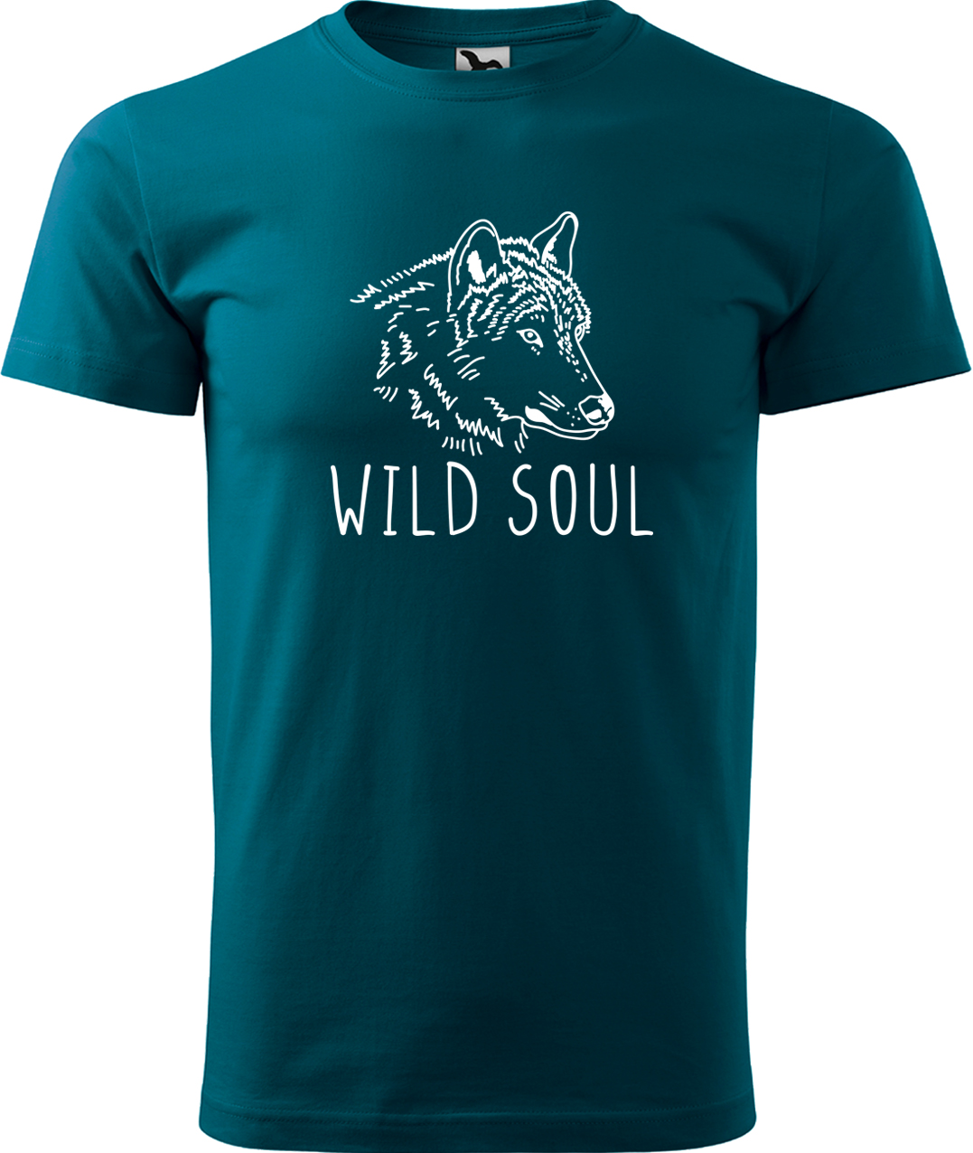 Pánské tričko s vlkem - Wild soul Velikost: 3XL, Barva: Petrolejová (93), Střih: pánský