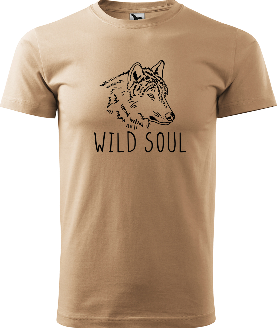 Pánské tričko s vlkem - Wild soul Velikost: 3XL, Barva: Písková (08), Střih: pánský