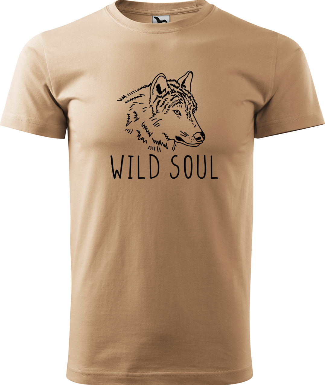 Pánské tričko s vlkem - Wild soul Velikost: 4XL, Barva: Písková (08), Střih: pánský