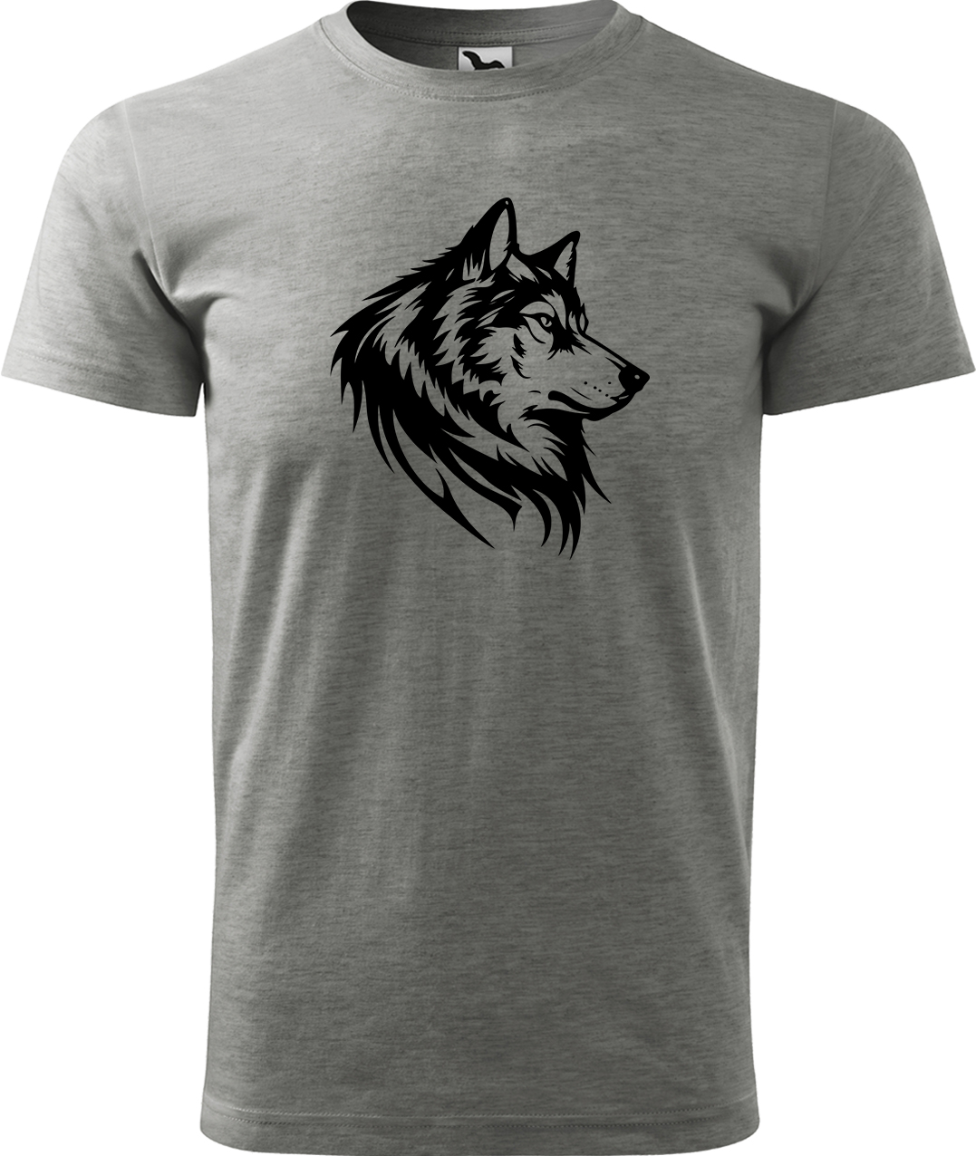 Pánské tričko s vlkem - Wolf Velikost: 2XL, Barva: Tmavě šedý melír (12), Střih: pánský