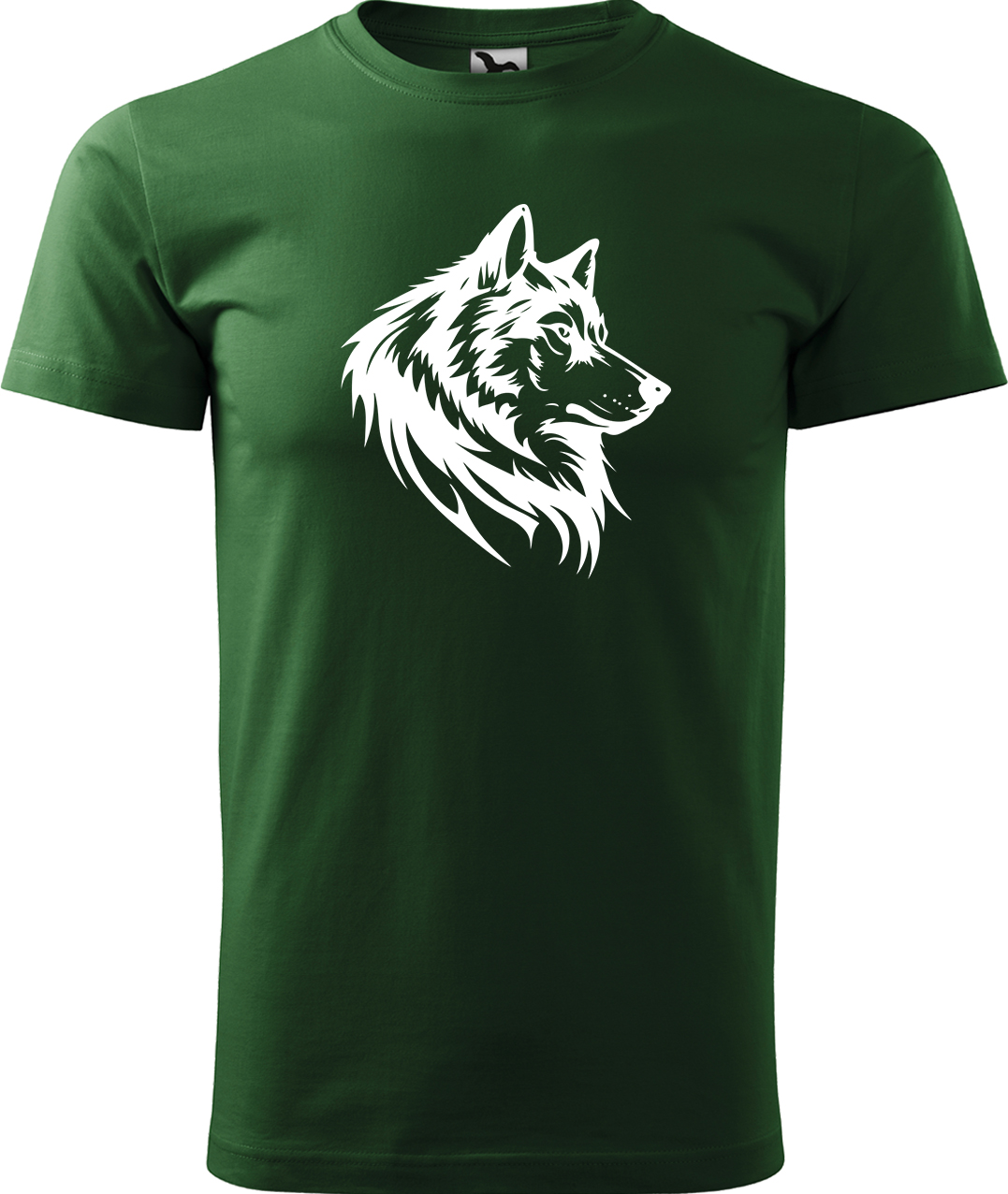 Pánské tričko s vlkem - Wolf Velikost: 3XL, Barva: Lahvově zelená (06), Střih: pánský