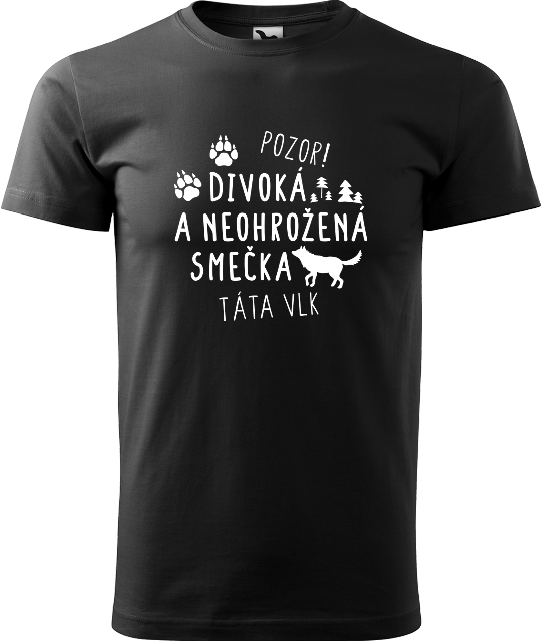 Pánské tričko s vlkem - Divoká a neohrožená smečka Velikost: XL, Barva: Černá (01), Střih: pánský