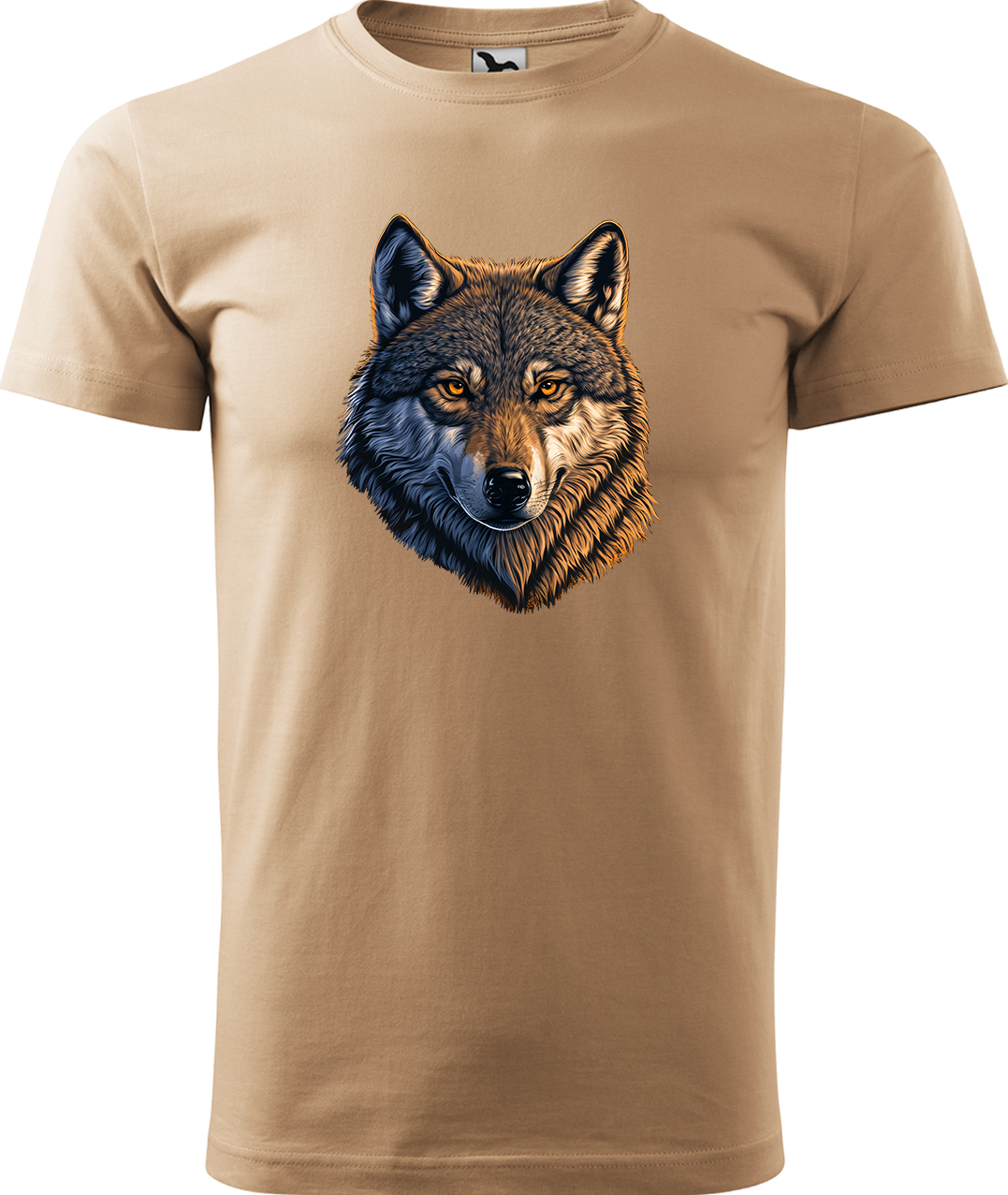 Pánské tričko s vlkem - Hlava vlka Velikost: M, Barva: Písková (08), Střih: pánský
