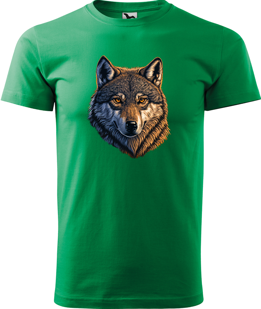 Pánské tričko s vlkem - Hlava vlka Velikost: 3XL, Barva: Středně zelená (16), Střih: pánský