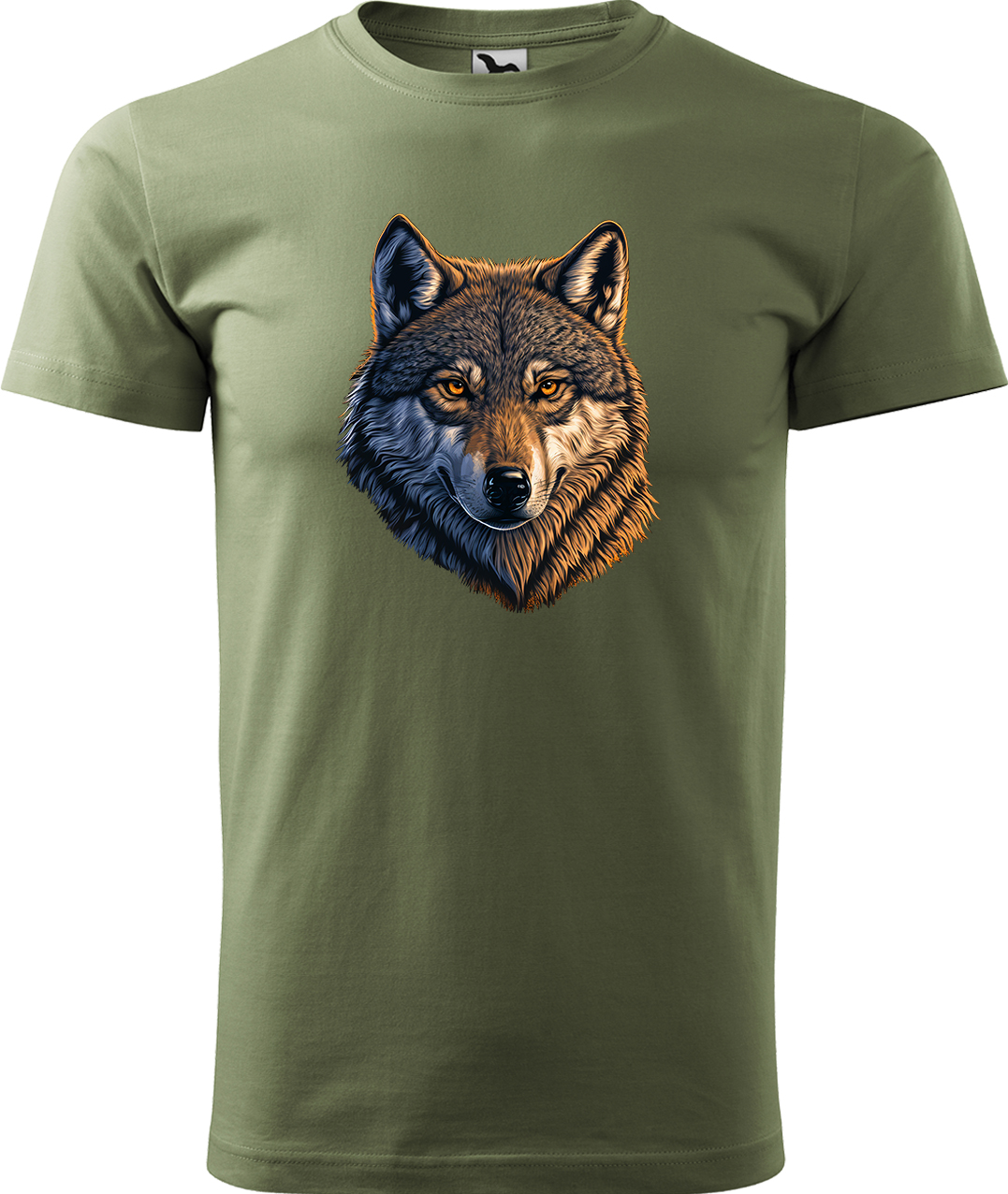 Pánské tričko s vlkem - Hlava vlka Velikost: L, Barva: Světlá khaki (28), Střih: pánský