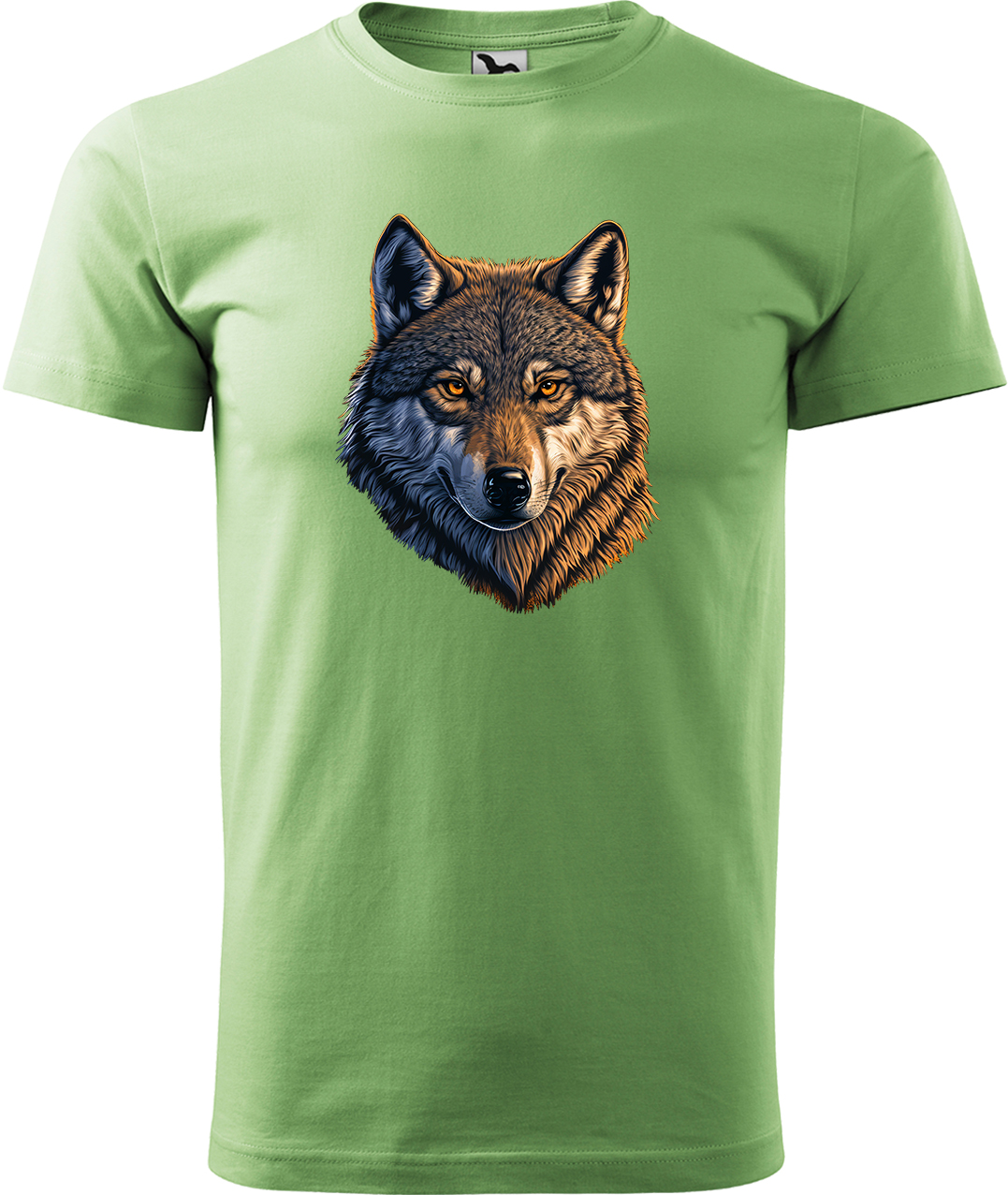 Pánské tričko s vlkem - Hlava vlka Velikost: XL, Barva: Trávově zelená (39), Střih: pánský