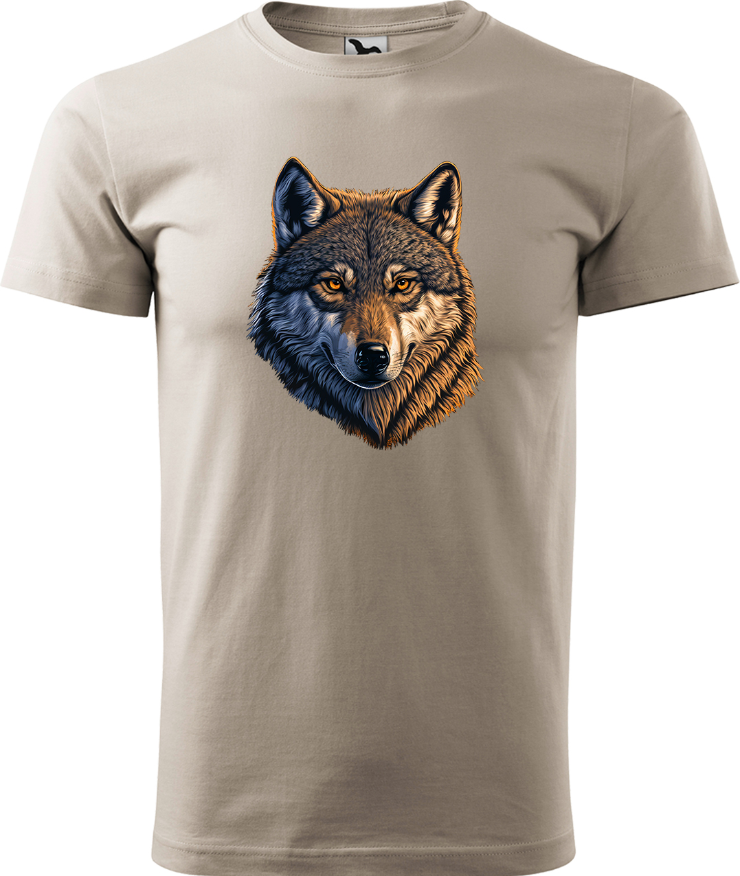 Pánské tričko s vlkem - Hlava vlka Velikost: 3XL, Barva: Béžová (51), Střih: pánský
