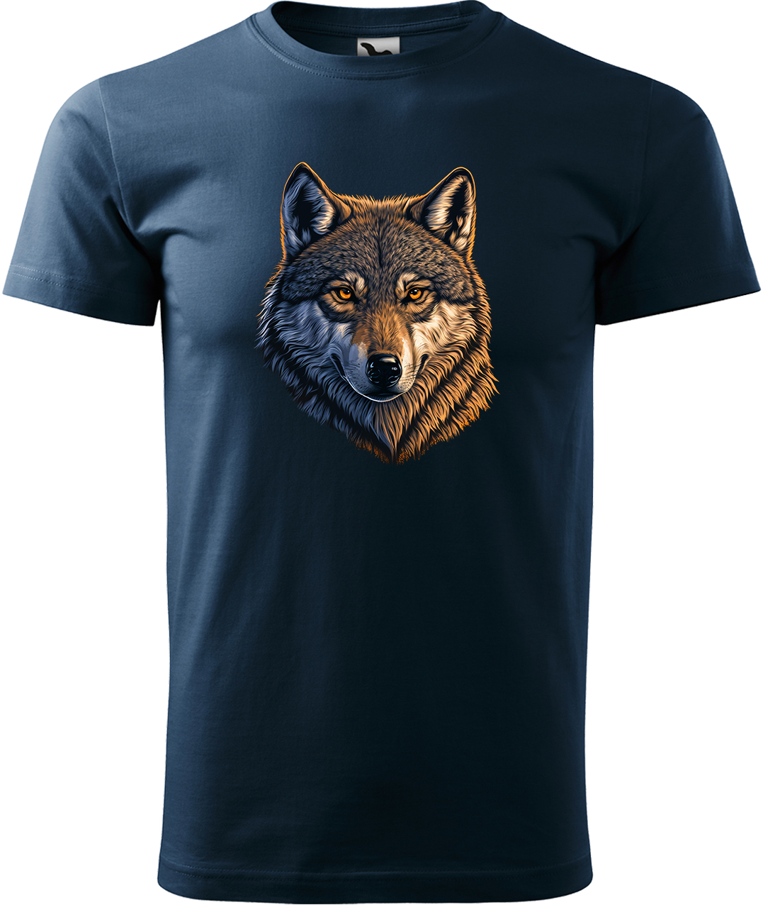 Pánské tričko s vlkem - Hlava vlka Velikost: 4XL, Barva: Námořní modrá (02), Střih: pánský